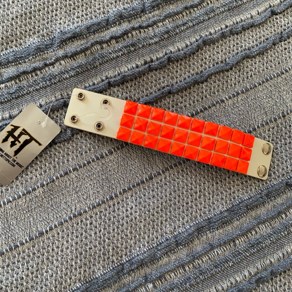 Y2K Hot Topic White & Orange Studded Cuff Bracelet